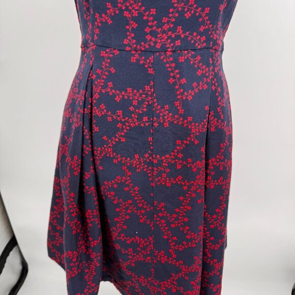 Draper James Dress Women 8 Fit Flare Dark Floral Square Neckline Zip Preppy Silk - Picture 7 of 8